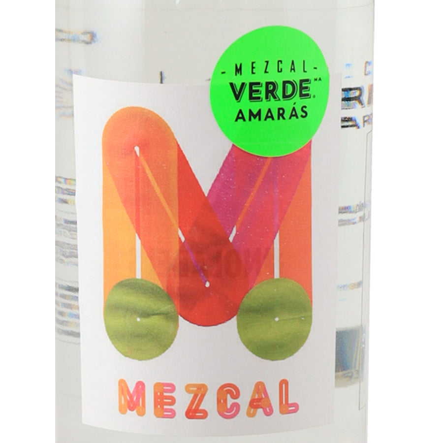 Amaras Verde Momento (10) Mezcal 700ml - Colourful M and green circle front label