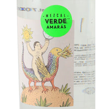 Load image into Gallery viewer, Amaras Verde Momento (3) mezcal, artwork label viewed from the right
