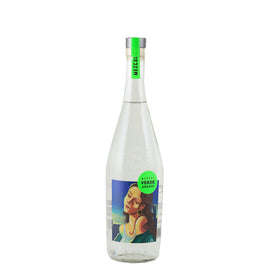 Amaras Verde Momento (4) mezcal, bottle front view with painted portrait label