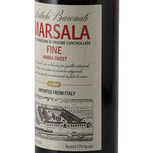 Load image into Gallery viewer, Antichi Baronati Marsala Fine Dolce Italian Fortified Wine - front label right angle