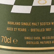 Load image into Gallery viewer, Ardmore label detail showing 27 years of age, 1997 distillation and 70cl bottle size