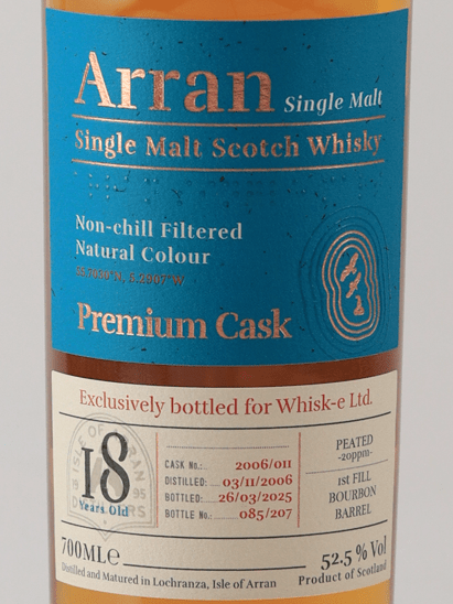 Arran 18 Year Old 2006 Peated Bourbon Barrel - Bottle Of Japan