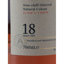 Load image into Gallery viewer, Arran 18 Year Old single malt Scotch whisky, 18 year age statement and 700 ml marking