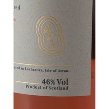 Load image into Gallery viewer, Arran 18 Year Old single malt Scotch whisky, 46% ABV and Isle of Arran label detail