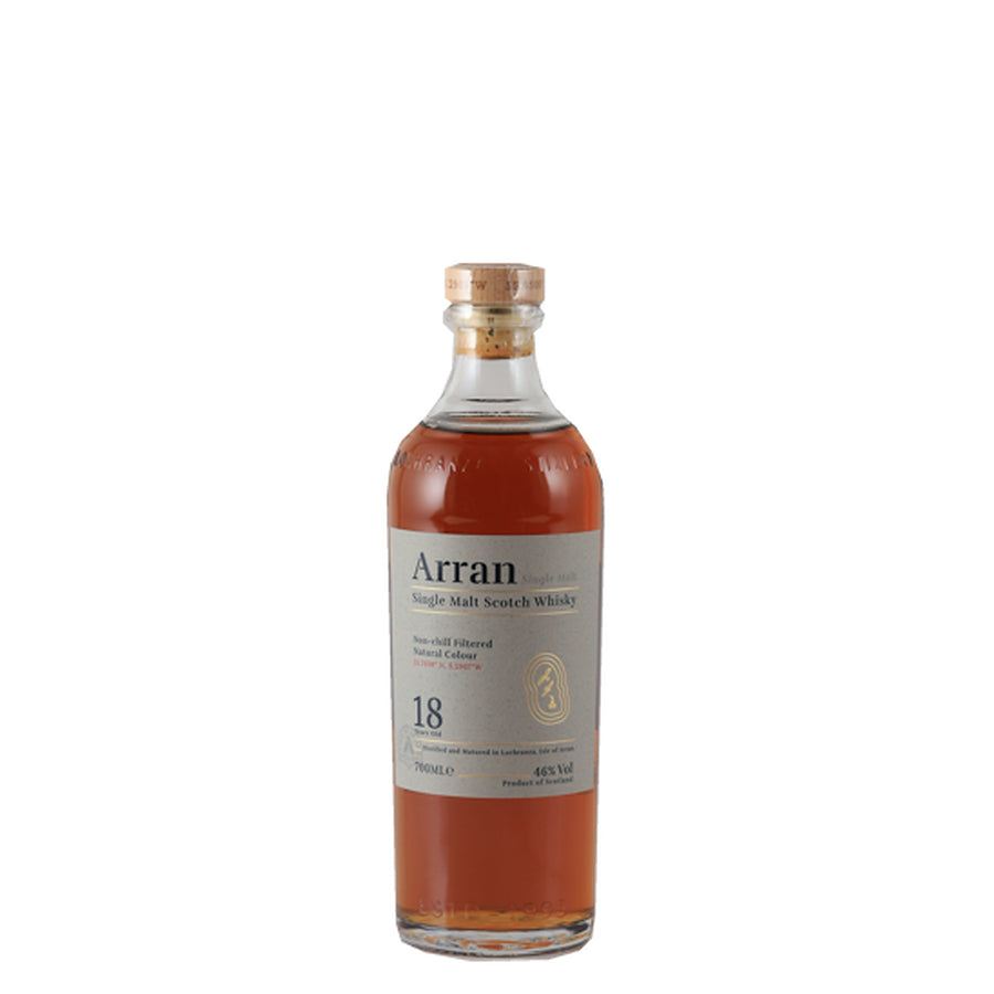 Arran 18 Year Old single malt Scotch whisky, bottle front view