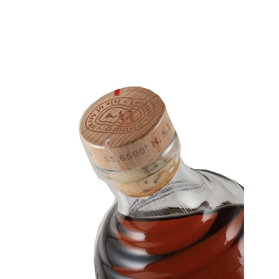 Arran 18 Year Old single malt Scotch whisky, top of wooden stopper with distillery emblem
