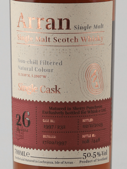 Arran 26 Year Old 1997 Sherry Puncheon - Bottle Of Japan