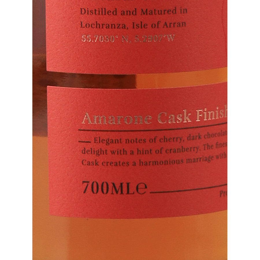 Arran Amarone Cask Finish 700ml single malt whisky, Amarone cask finish label with 700ml size