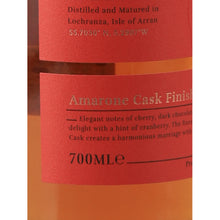 Load image into Gallery viewer, Arran Amarone Cask Finish 700ml single malt whisky, Amarone cask finish label with 700ml size