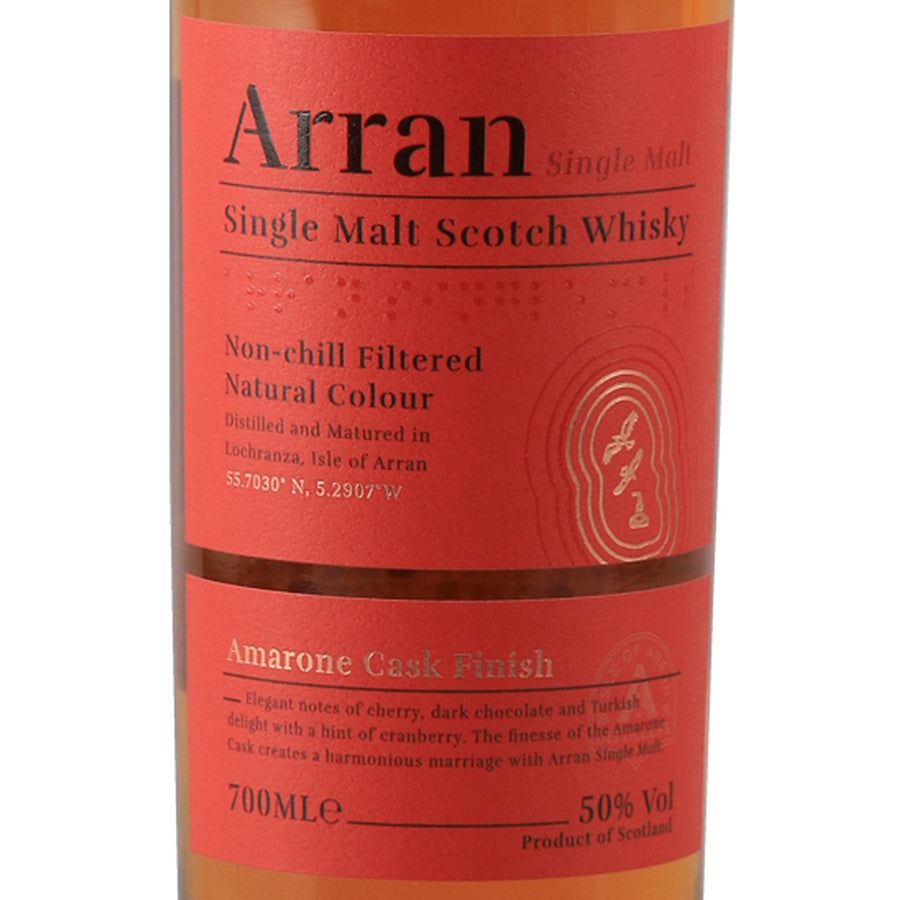 Arran Amarone Cask Finish 700ml single malt whisky, front label