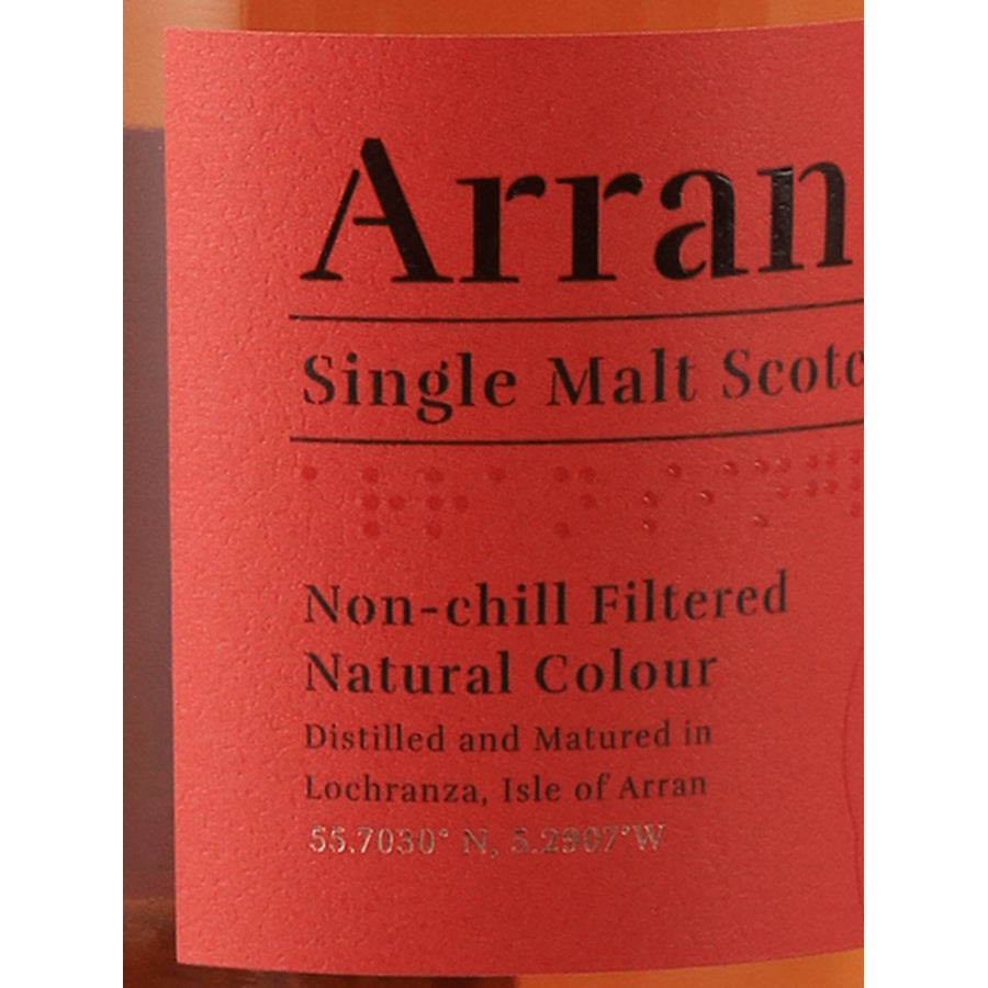 Arran Amarone Cask Finish 700ml single malt whisky, label showing non-chill filtered and natural colour