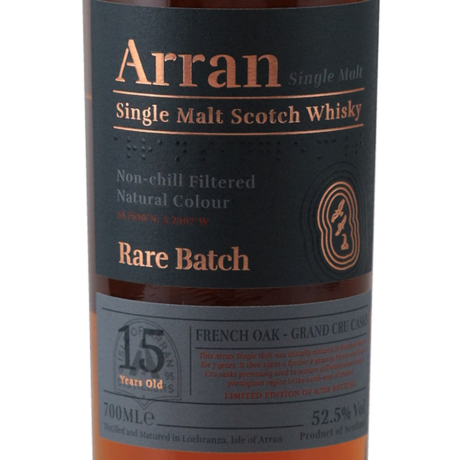 Arran Rare Batch 15 Year Old French Oak Grand Cru 52.5% 700ml - front label