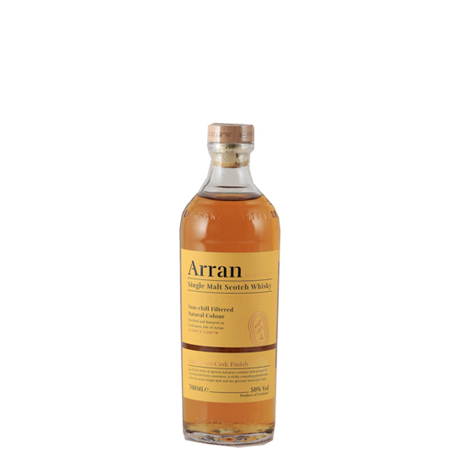 Arran Sauternes Cask Finish single malt whisky bottle, front view