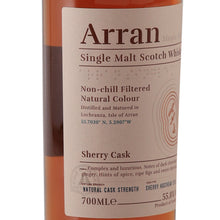Load image into Gallery viewer, Arran Sherry Cask 700ml single malt whisky, left side of front label