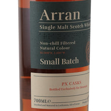 Load image into Gallery viewer, Arran Small Batch PX Sherry Cask Single Malt Scotch Whisky 48% 700ml - left label detail