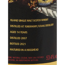 Load image into Gallery viewer, Artwork Ledaig 14 Year Old 2007 53.4% 700ml – 14 years, distilled 2007 and bottled 2021 hogshead label details