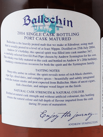 Ballechin 20 Year Old 2004 Port Pipe - Bottle Of Japan