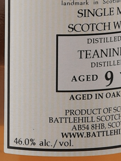 Battlehill Teaninich 9 Year Old - Bottle Of Japan