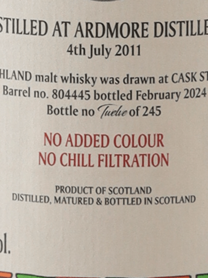 Black Adder Raw Cask Ardmore 12 Year Old 2011 Peated - Bottle Of Japan