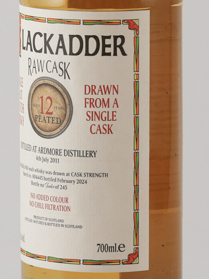 Black Adder Raw Cask Ardmore 12 Year Old 2011 Peated - Bottle Of Japan