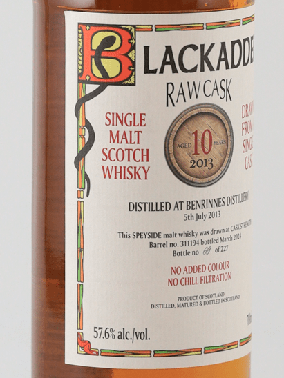 Black Adder Raw Cask Benrinnes 10 Year Old 2013 - Bottle Of Japan