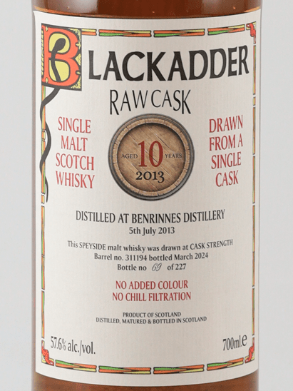 Black Adder Raw Cask Benrinnes 10 Year Old 2013 - Bottle Of Japan