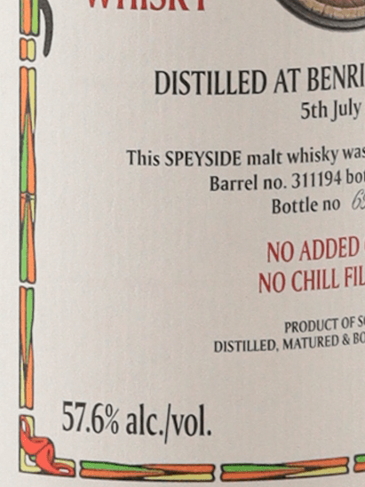 Black Adder Raw Cask Benrinnes 10 Year Old 2013 - Bottle Of Japan