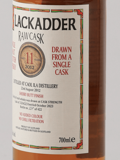 Black Adder Raw Cask Caol Ila 11 Year Old 2012 - Bottle Of Japan