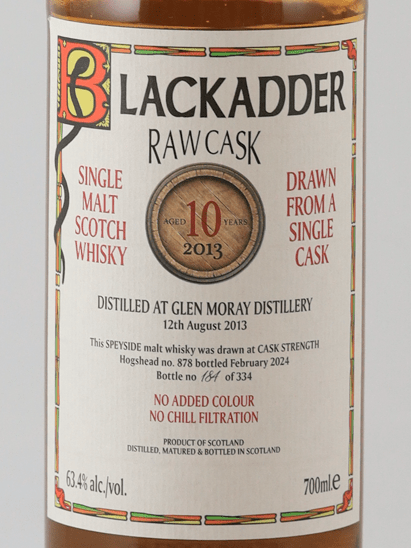 Black Adder Raw Cask Glen Moray 10 Year Old 2013 - Bottle Of Japan