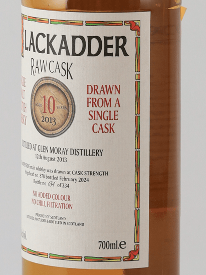 Black Adder Raw Cask Glen Moray 10 Year Old 2013 - Bottle Of Japan