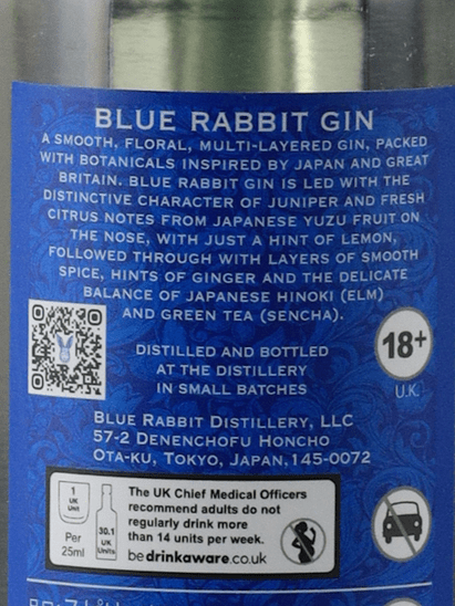 Blue Rabbit Signature Gin - Bottle Of Japan