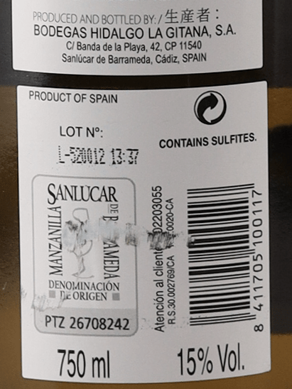 Bodegas Hidalgo La Gitana Manzanilla La Gitana - Bottle Of Japan