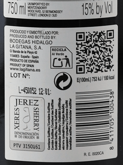 Bodegas Hidalgo La Gitana Pedro Ximénez Triana - Bottle Of Japan