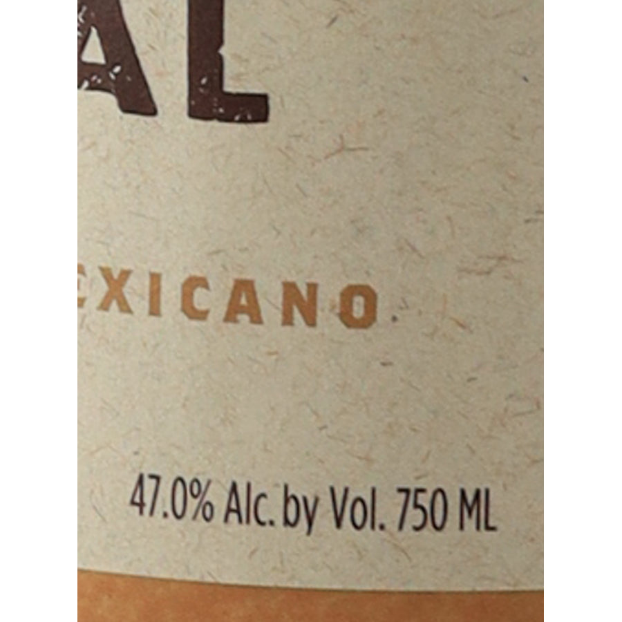 Bozal Ensamble artisanal mezcal Espadin Mexicano Barril - label strength and volume