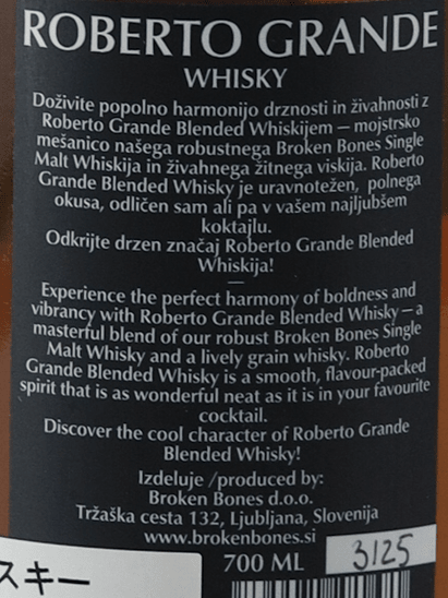 Broken Bones Roberto Grande Whiskey - Bottle Of Japan