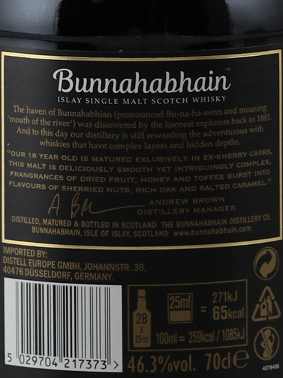 Bunnahabhain 18 Year Old - Bottle Of Japan