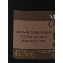Load image into Gallery viewer, Bunnahabhain Moine Islay single malt whisky, 46.3% ABV and Gaelic name explanation