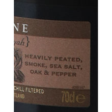 Load image into Gallery viewer, Bunnahabhain Moine Islay single malt whisky, 70 cl volume and tasting notes label