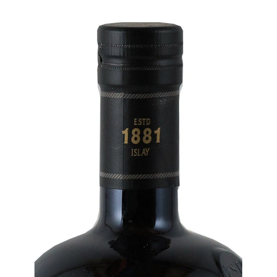 Bunnahabhain Moine Islay single malt whisky, black capsule with 1881 Islay lettering
