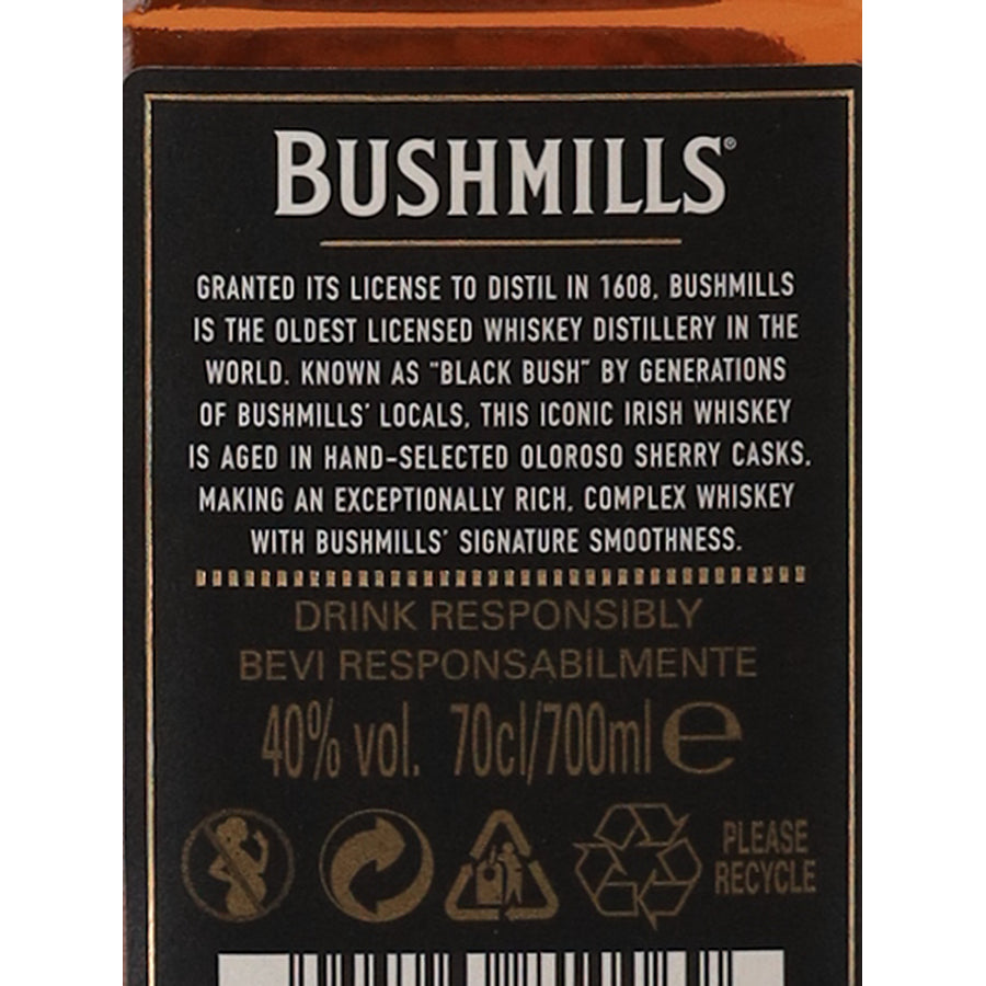 Bushmills Black Bush Irish Whiskey 40% 700ml - back label