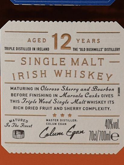 Bushmills Single Malt 12 Year Old - Bottle Of Japan