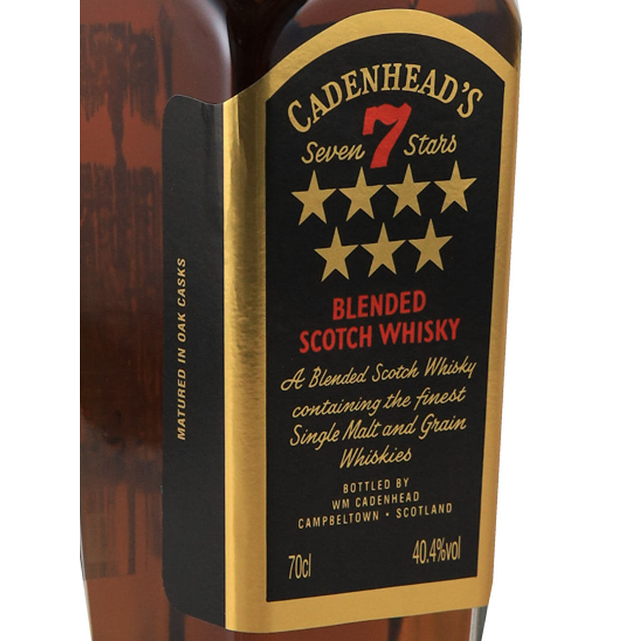 Cadenhead's 7 Stars 26 Year Old 700ml blended Scotch whisky - left label angle