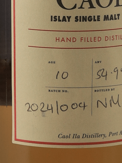 Caol Ila 10 Year Old Handfilled - Bottle Of Japan