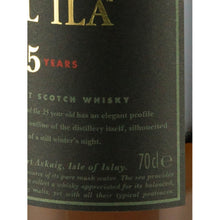Load image into Gallery viewer, Close-up of the Caol Ila 25 Year Old label showing the 70cl volume marking