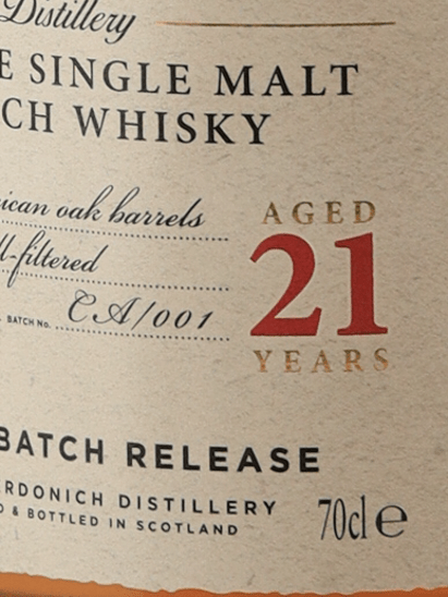 Caperdonich 21 Year Old Batch 1 - Bottle Of Japan