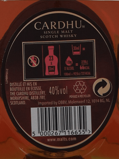 Cardhu 15 Year Old - Bottle Of Japan