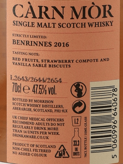 Carn Mor Strictly Limited Benrinnes 8 Year Old 2016 - Bottle Of Japan