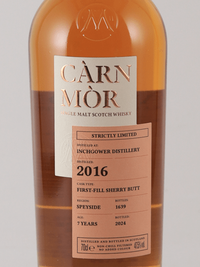 Carn Mor Strictly Limited Inchgower 7 Year Old 2016 - Bottle Of Japan