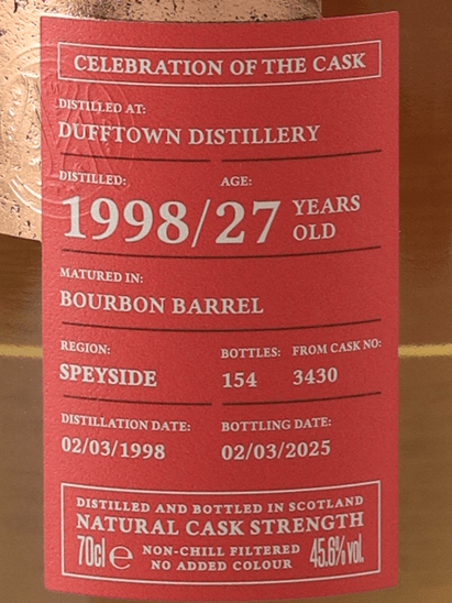 Celebration of the Cask Dufftown 27 Year Old 1998 - Bottle Of Japan