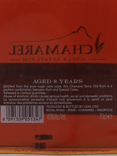 Chamarel 8 Year Old Bourbon Cask Finish - Bottle Of Japan